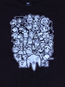 T-Shirt Gamers Black with assorted characters behind a controller XL