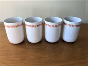 *NEW* Set of 4 ACCENT Porcelain Mugs with Copper Detail - R.R.P. $50