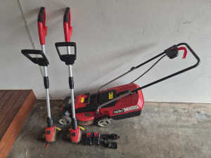 Ozito battery mower and 2 X ozito battery whipper snippers