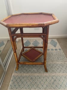 Vintage cane octagonal table, suitable inside/outside strong