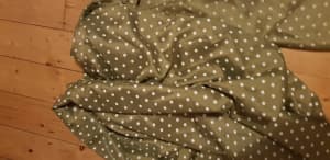 BNWOT luxe vintage (60s/70s?) olive green & cream silk fabric,90x284cm