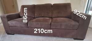 Brown fabric 3 seater couch