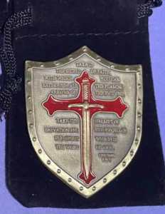 Knights Templar Crusaders Cross Shield alloy medallion. Free postage