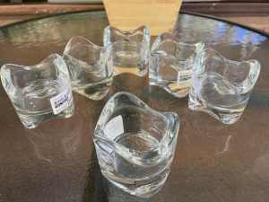 Candle stick base holders - set of 6 glass
