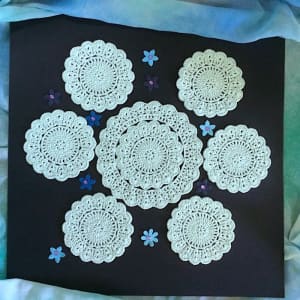 Pale Turquoise Set of One Doily and Six Coasters