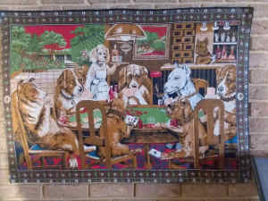 DOGS PLAYING CARDS WALL TAPESTRY