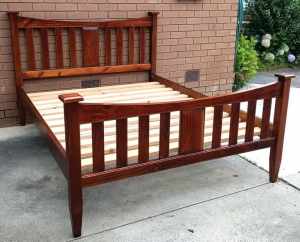 hardwood queen bed frame with mattress