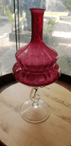 Vintage Glass cranberry swirl vase