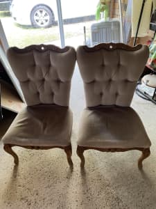 Antique French provincial short legs chairs x2