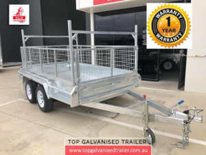 8x5 TANDEM TRAILER GALVANISED WITH LADDER RACKS 600MM CAGE HEAVY DUTY