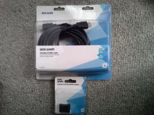 2 NEW HDMI Cables 5 mtres & Adapter