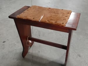 L00K Stunning Solid Wood Stool /Seat with COW hide