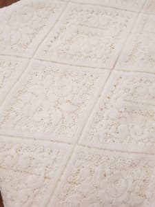 Rectangular off White Embroidered Table Cloth