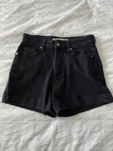 Black high waisted denim shorts