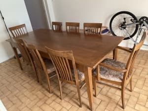 Vintage Solid Timber Rosewood Dining Table and Chairs