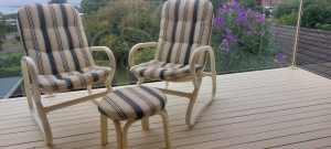 Poly deck chairs and foot stool.
