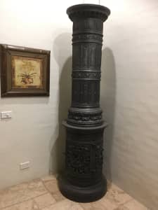 Wood Heater. Antique European railway CAST IRON ..converted to gas. 