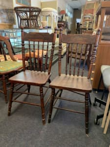 2 x mid century wooden dining chairs 