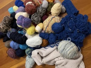 A life time of larger wool/acrylic yarns - odds and ends