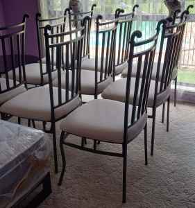 wrought iron dining chairs with casters