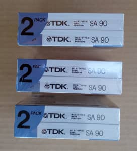 2-pack TDK SA 90 blank cassette tape, new and sealed