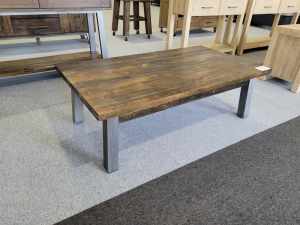 RRP$349 Aged Rustic Timber Coffee Table w/ Steel Legs