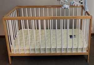 Grotime Cot, mattresst Change table nappy stacker and more