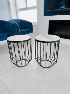 Side tables, top marble, 2 pcs