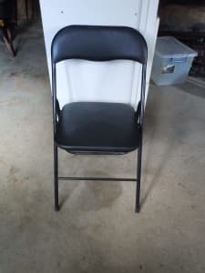 Black vinyl fold up camping chair