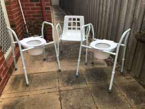Over toilet Aid/seat for elderly and shower chair.