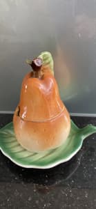 Pear jam jar / sugar pot - vintage