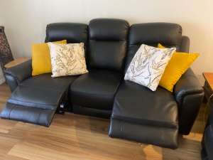 Leather three seat reclining couch