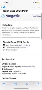 Touch Bass Ticket - Perth