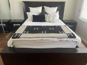 Queen size bed frame with matching drawer 