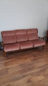 Lounge 3 Seat Chaise Sofa Mahogany Timber - 1800mm wide