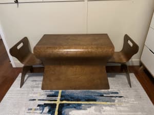 Kids / Toddler Timber Art Deco Table & Chairs / Desk