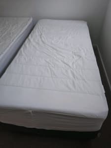 IkEA single bed mattress with cover and slat base