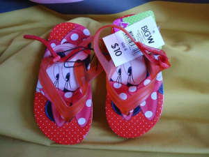 MINNIE MOUSE Girls Thongs Sandals Jnr Size 8 Red NEW NEW