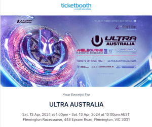 General Admission ticket for Ultra Melbourne