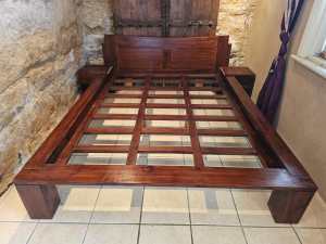 Beautiful Vintage Teak Solid Timber Queen Bed Frame -Can Deliver