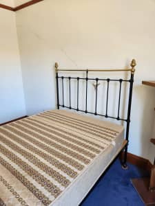 Vintage wrought iron double bed and mattress