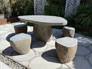 Stone table and chairs outdoor setting bluestone Berry Shoalhaven Area Preview