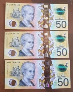 New generation $ 50 banknotes 3 notes consecutive in uncirculated co
