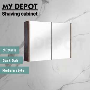 My depot 900x720mm Mirror Pencil Edge Shaving Cabinet Dark Oak on sale