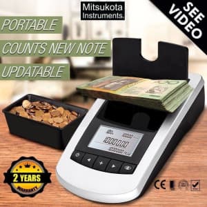 Money Counter Banknotes Coin Machine Scale Box Digital Cash Portable