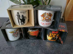 New collectable band coffee cup mugs Queen ACDC Metallica Bon Jovi 