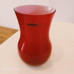 NEW LARGE RUBY RED GLASS VASE H-23cm 