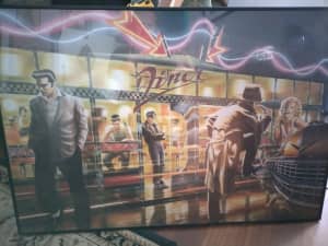 Legends Diner Print Poster Framed Elvis Marilyn Bogart etc