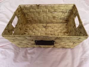 Rectangle wicker basket with small blackboard label