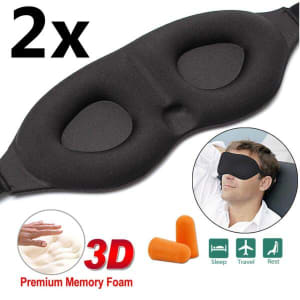 2x 3D Travel Sleep Eye Mask soft Memory Foam Padded Shade Cover